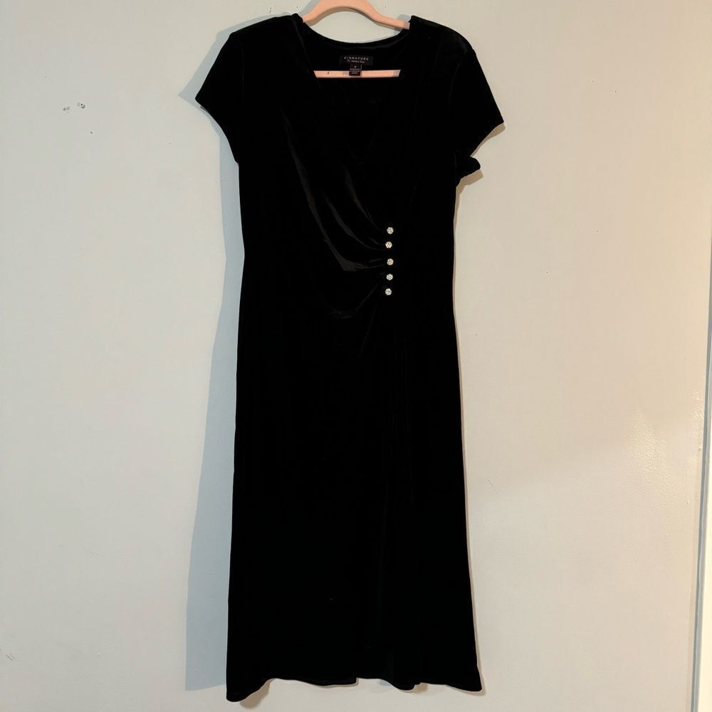 Signature by Robbie Bee Vtg Black Velour Victorian Gothic Dress Made in USA L